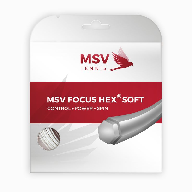 Racordaj racheta tenis, MSV Focus HEX Soft, profil hexagonal, 12.2m, 1.25mm, alb